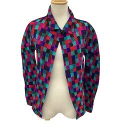 ISSEY MIYAKE イッセイミヤケ レディース ワッフルプリーツ カーディガン 総柄 マルチカラー Bランク