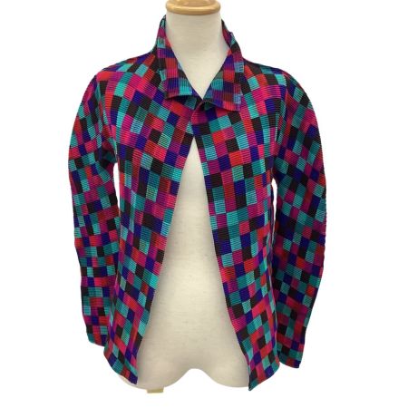 ISSEY MIYAKE イッセイミヤケ レディース ワッフルプリーツ カーディガン 総柄 マルチカラー