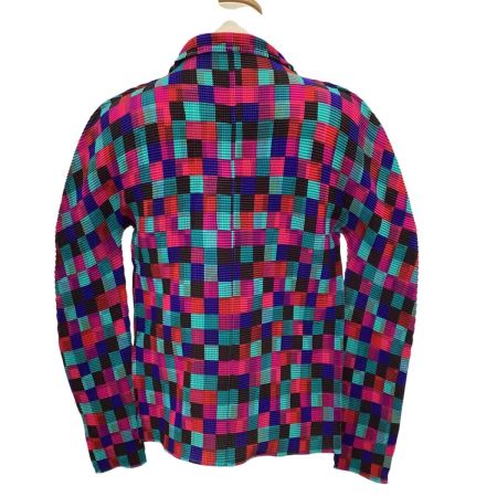 ISSEY MIYAKE イッセイミヤケ レディース ワッフルプリーツ カーディガン 総柄 マルチカラー