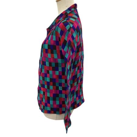 ISSEY MIYAKE イッセイミヤケ レディース ワッフルプリーツ カーディガン 総柄 マルチカラー