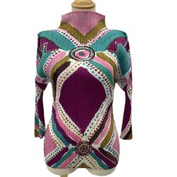 ISSEY MIYAKE イッセイミヤケ PLEATS PLEASE カットソー  総柄 SIZE 4 PP91-JK534 マルチカラー Bランク