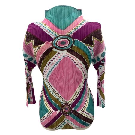 ISSEY MIYAKE イッセイミヤケ PLEATS PLEASE カットソー  総柄 SIZE 4 PP91-JK534 マルチカラー