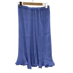 ISSEY MIYAKE イッセイミヤケ レディース シワ加工 ひざ丈スカート  MI91FG433 スカイブルー Bランク