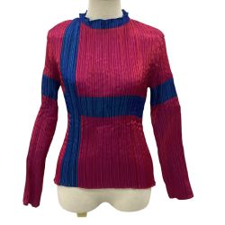 ISSEY MIYAKE イッセイミヤケ レディース プリーツ カットソー 光沢  IM63-FJ806 ショッキングピンク Bランク