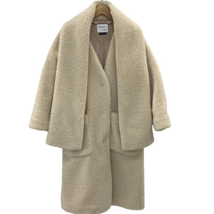 three dots スリードッツ レディース ボア コート SIZE S ベージュ