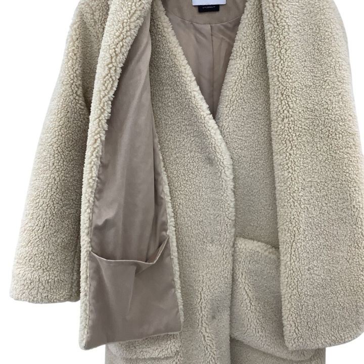 three dots スリードッツ レディース ボア コート SIZE S ベージュ