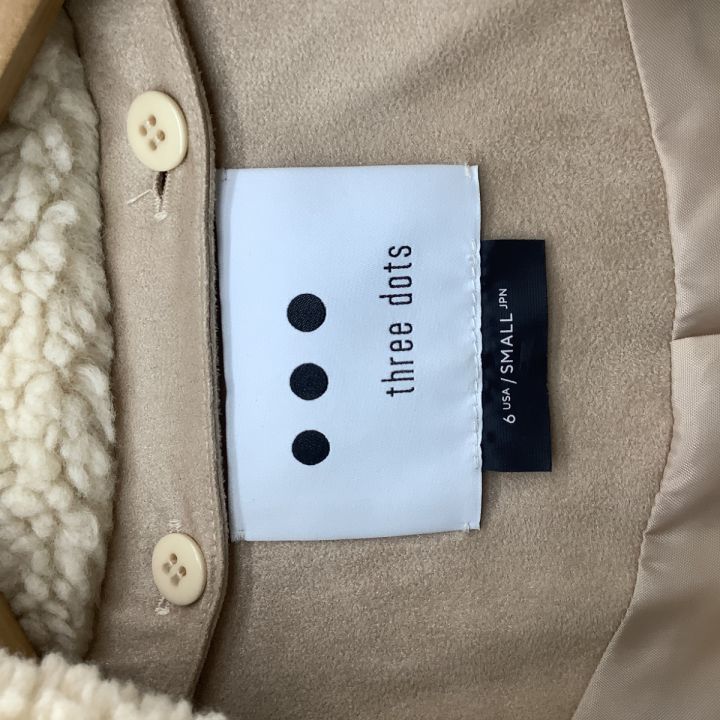 three dots スリードッツ レディース ボア コート SIZE S ベージュ