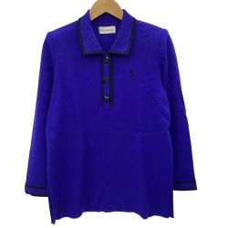 Yves Saint Laurent イブサンローラン レディース 長袖 ポロシャツ SIZE M ブルー Bランク