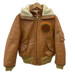 PINK HOUSE ピンクハウス レディース レザージャケット ワッペン  ブラウン Bランク