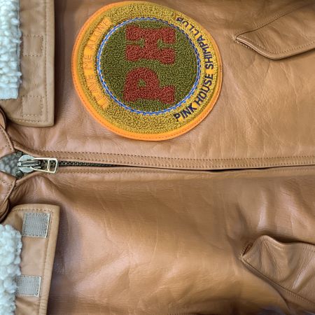 PINK HOUSE ピンクハウス レディース レザージャケット ワッペン  ブラウン