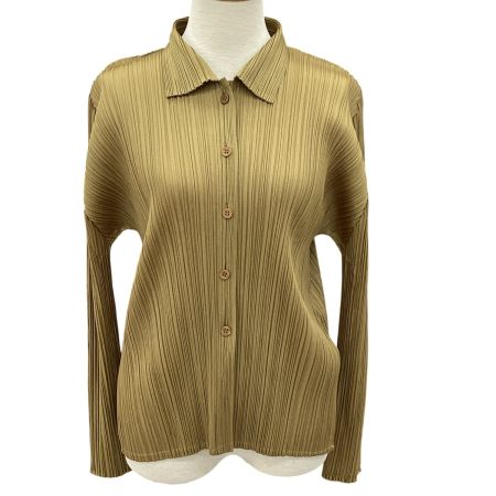 ISSEY MIYAKE イッセイミヤケ PLEATS PLEASE シャツ SIZE 3 PP51-JJ001 イエロー
