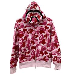 A BATHING APE アベイシングエイプ カモフラージュ柄 シャークパーカー SIZE S ピンク Bランク