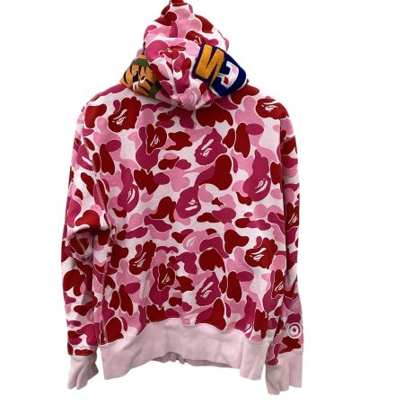 A BATHING APE アベイシングエイプ カモフラージュ柄 シャークパーカー SIZE S ピンク