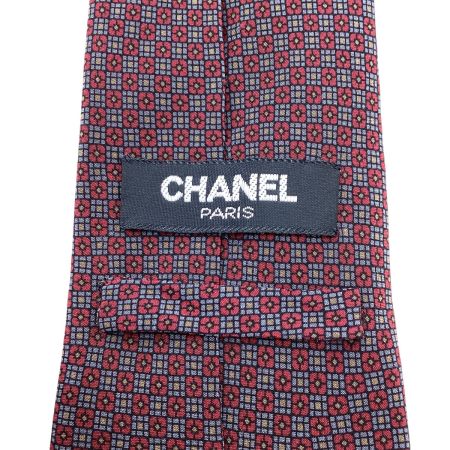 CHANEL シャネル ネクタイ チェーン柄 エンジ