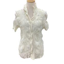 ISSEY MIYAKE イッセイミヤケ プリーツ シワ加工 ノースリーブシャツ SIZE 2 IM32FJ205 ホワイト Bランク