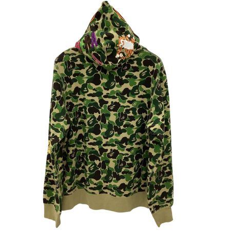 A BATHING APE アベイシングエイプ メンズ カモフラージュ柄 タイガーモチーフ パーカー SIZE L グリーン