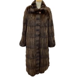 レディース ロングコート リバーシブル SIZE Free シルク 毛皮 リス革 ブラウン Bランク