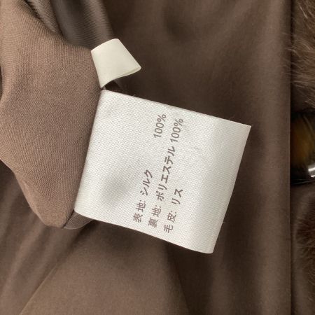 レディース ロングコート リバーシブル SIZE Free シルク 毛皮 リス革 ブラウン