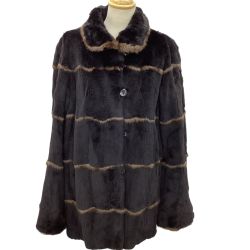 レディース ロングコート リバーシブル SIZE Free シルク 毛皮 リス革 チャコールグレー Bランク