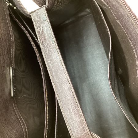 オーストリッチ レディース ハンドバッグ レザー 焦げ茶
