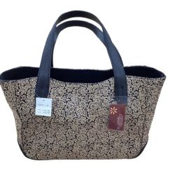 レディース ハンドバッグ 未使用 タグ付き レザー 牛革 ブラック×ベージュ Sランク