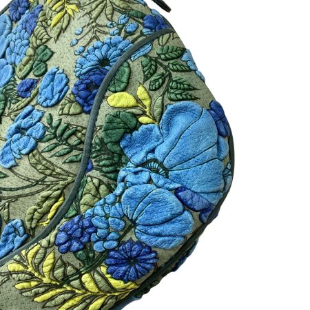 レディース ショルダーバッグ レザー 花柄 グリーン