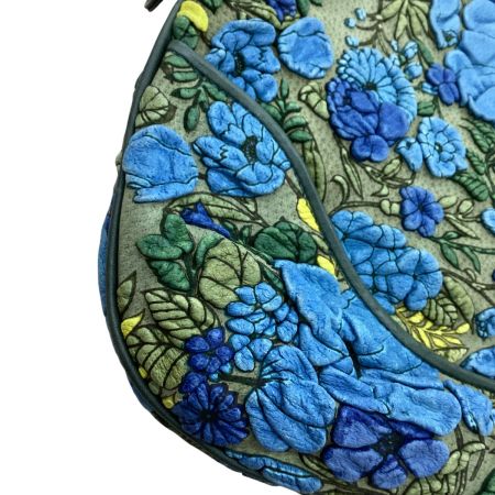 レディース ショルダーバッグ レザー 花柄 グリーン