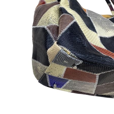 レディース レザー ハンドバッグ  LIZARD パッチワーク
