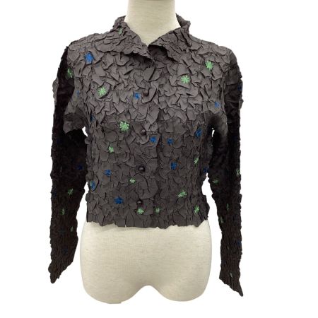 ISSEY MIYAKE イッセイミヤケ 立体 花モチーフ ジャケット  SIZE 2 IM22FD905 ブラック