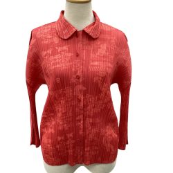 ISSEY MIYAKE イッセイミヤケ PLEATS PLEASE シャツ SIZE 3 中国柄 PP41-JJ723 ショッキングピンク Bランク