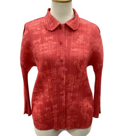 ISSEY MIYAKE イッセイミヤケ PLEATS PLEASE シャツ SIZE 3 中国柄 PP41-JJ723 ショッキングピンク