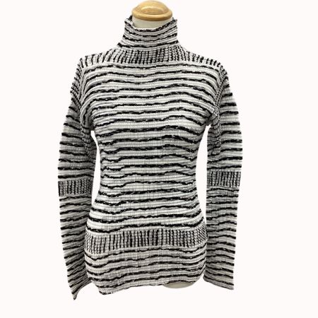ISSEY MIYAKE イッセイミヤケ プリーツ カットソー SIZE L IM82-FJ584 ブラック×ホワイト