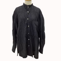 ISSEY MIYAKE イッセイミヤケ シワ加工 シャツ  ブラック Bランク