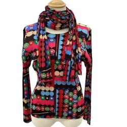 ISSEY MIYAKE イッセイミヤケ PLEATS PLEASE カットソー SIZE 3 ストール付き PP73-JK671 マルチカラー Bランク