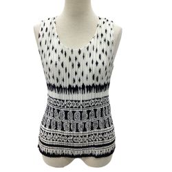 ISSEY MIYAKE イッセイミヤケ プリーツ ノースリーブカットソー SIZE 3 エスニック柄 IM12FJ532 ホワイト Bランク