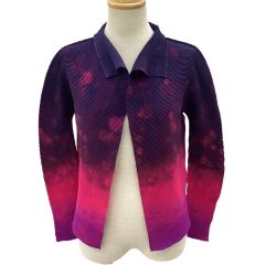 ISSEY MIYAKE イッセイミヤケ ワッフルプリーツ カーディガン MI51FO111 パープル Bランク