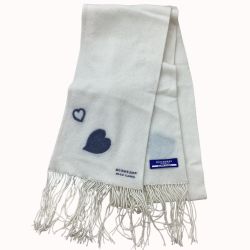 BURBERRY BLUE LABEL バーバリーブルーレーベル レディース マフラー ハート ホワイト Bランク