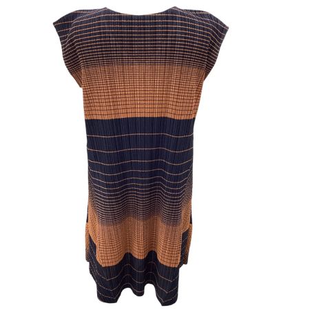 ISSEY MIYAKE イッセイミヤケ PLEATS PLEASE 変形 チュニック ワンピース SIZE 4 PP03-JT856 ネイビー×ブラウン