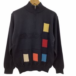 KENZO ケンゾー メンズ ハーフジップ ニット　セーター　SIZE 3 ブラック Bランク