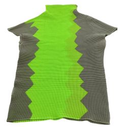 ISSEY MIYAKE イッセイミヤケ レディース カットソー SIZE M MM02-FT909 黄緑 Bランク