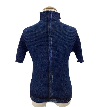 ISSEY MIYAKE イッセイミヤケ PLEATS PLEASE デニム転写 カットソー SIZE 3 PP16-FJ221 ネイビー