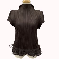 ISSEY MIYAKE イッセイミヤケ PLEATS PLEASE フリル カットソー SIZE 3 PP43-JK502 ブラウン Bランク