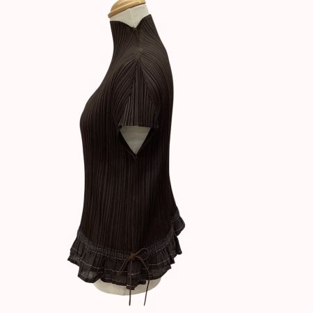 ISSEY MIYAKE イッセイミヤケ PLEATS PLEASE フリル カットソー SIZE 3 PP43-JK502 ブラウン