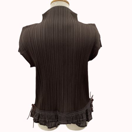 ISSEY MIYAKE イッセイミヤケ PLEATS PLEASE フリル カットソー SIZE 3 PP43-JK502 ブラウン