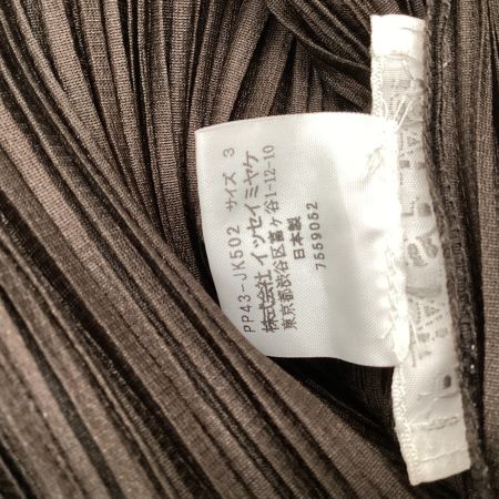 ISSEY MIYAKE イッセイミヤケ PLEATS PLEASE フリル カットソー SIZE 3 PP43-JK502 ブラウン