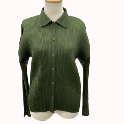 ISSEY MIYAKE イッセイミヤケ PLEATS PLEASE シャツ ジャケット SIZE 3 PP31-JJ263 グリーン Bランク