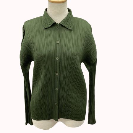 ISSEY MIYAKE イッセイミヤケ PLEATS PLEASE シャツ ジャケット SIZE 3 PP31-JJ263 グリーン