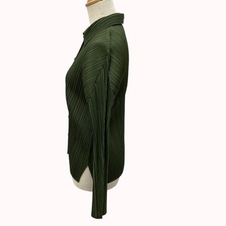 ISSEY MIYAKE イッセイミヤケ PLEATS PLEASE シャツ ジャケット SIZE 3 PP31-JJ263 グリーン