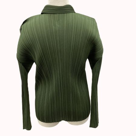 ISSEY MIYAKE イッセイミヤケ PLEATS PLEASE シャツ ジャケット SIZE 3 PP31-JJ263 グリーン