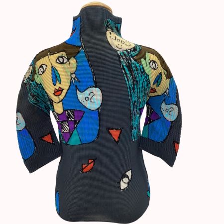ISSEY MIYAKE イッセイミヤケ プリーツ カットソー 絵画柄  MI63FK571 グレー